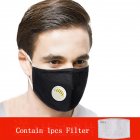 PM2.5 Filter Face Guard Dustproof Cotton with Breathing Valve Anti Dust Allergy Breathing valve black with 1 filter_One size