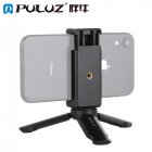 PULUZ Mini Portable Folding Plastic Stand Tripod Universal Phone Clamp Bracket Smartphones Holder Clip  black