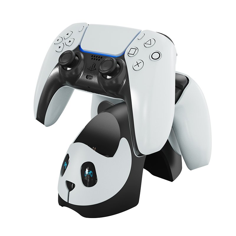 Panda Type For Ps5 Gamepad Fast Charging Base 2-port Charger With Breathing Light Charger Black and White