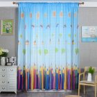 Pencil Printing Window Curtain Tulle for Living Room Bedroom Drapes Decor Blue pencil yarn_1m wide x 2.7m high
