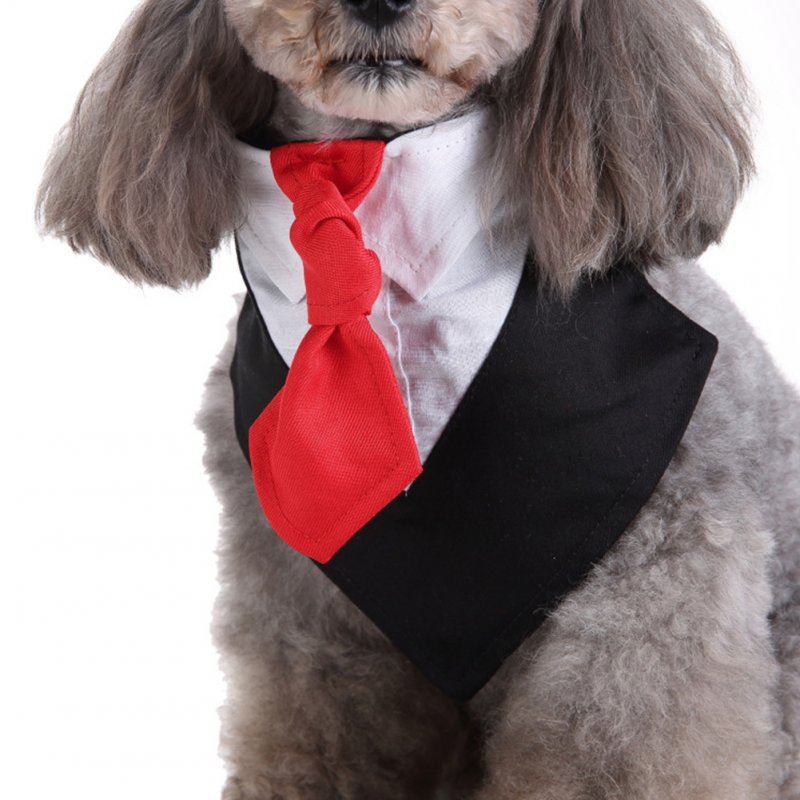 Pet Bib Saliva Suit Bowtie Tie Towel Scarf Dog Cat Spring Summer Clothes Puppy Supply black_M
