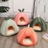 Pet Warm Sleeping Nest Melon Shape Soft Plush Cozy Cave Hideout House Pet Supplies For Indoor Cats Medium size  within 6kg  Orange