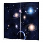 Planet Printing Window Curtain for Balcony Bedroom Kids Room Shading Drapes As shown_Width 150cmX Height 166cm