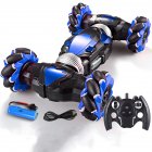 Plastic Gesture Induction Four-wheel Remote  Control  Car Twisting Off-road Vehicle Children Drift Rc Toys With Light Music C1-blue-stunt (single mode)