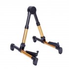 Portable Aluminum Floor Guitar Stand Adjustable Foldable Stand for All Types of Guitars, Basses, Ukuleles and Violins, Banjo Gold_FP10S