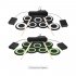 Portable Electronic Drum Digital USB 7 Pads Roll up Drum Set Silicone Electric Drum Pad Kit with DrumSticks Foot Pedal green