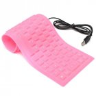 Portable Flexible Silicone Keyboard Foldable Waterproof Dustproof USB Silent Keyboard for Laptop Notebook  pink