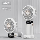 Portable Handheld Desk Fan Multifunctional Folding Double-headed 3000mah Electric Fan With Neck Strap White