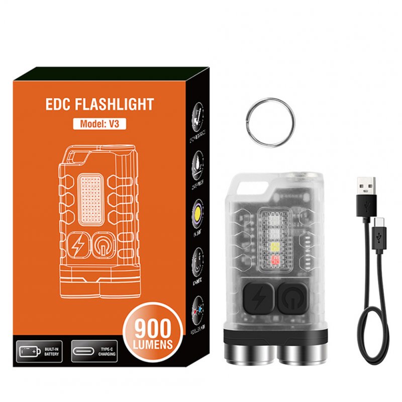 Portable Led Mini Flashlight with Side Light 900 Lumens USB Charging Torch