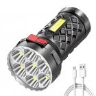Portable Small Torch 7led Usb Rechargeable Waterproof Cob Side Light Glare Flashlight For Outdoor Home black