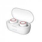 Q32 Wireless Earphone Bluetooth 5.0 Long Standby Sports Earbud 8D Bass Stereo Headset With 3500mAh Charging Box Power Bank W2 white+pink circle