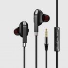 In-ear Subwoofer Headphones Quad Tuning Wire-controlled Game Headset 