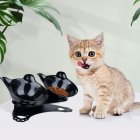 Raised Pet  Cat Food  Bowl Water  Bowl With  Non-slip  Rubber  Base  Stand black_black