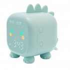 Rechargeable Cute Digital Alarm  Clocks Kids Dinosaur-shaped Alarm Clock Wake Up Night Lights For Girls Boys green