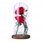 Romantic Simulate Rose Shape Night Light with <span style='color:#F7840C'>Glass</span> Shade for Home Valentine Tabletop Decor Brown base