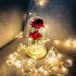 Romantic Simulate Rose Shape Night Light with Glass Shade for Home Valentine Tabletop Decor Beige base