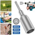 SDS-Plus Ground Rod Driver 30/45/65mm Heavy Duty T Post Ground Rod Driver Tool Forged Steel Drill Bit Driver Hammer Round handle 30mm