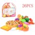 Sakiyr 26pcs Pretend Play Food Set for Kids Toys Playset with Cutting Play Fruits and Vegetables  Pizza Pies  Cutting Board  Knife and More