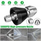 Sewer Cleaning Nozzle With Front Nozzle And 6 Rear Nozzles Stainless Steel Pressure Sewer Cleaning Pipe Drain Jetter Nozzle For Most Water Pipe Blockages 1/4'' high pressure nozzle