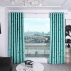 Shading Window Curtain with Bird Tree Pattern for Home Bedroom Balcony Decor blue_1.5 * 2.7m high punch