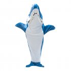 Shark Sleeping Bag Flannel Shark Wearable Blanket Cute Animal Tail Hoodie Home Office Multi-use Nap