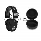 Shooting Ear Protective Safety Earmuffs Noise Reduction Electronic Earmuffs Hearing Protector compatible For Huning Nrr23db Black + Storage Box