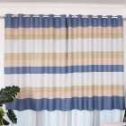 Short Stripes Printing Window Curtain Shading Drapes for Dormintory Bedroom blue_1.5 meters wide * 2 meters high