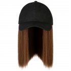 Short Synthetic Bob Baseball Cap Hair  Wigs Straight/wave, One-piece Bob Hair Wigs, With Black Baseball Cap, Adjustable For Women peaked cap + light brown