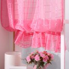 Short Tulle Curtains for Living Room Window Decorative Drapes rose Red_1 meter wide x 1.4 meters high