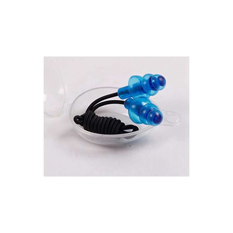 Silicone Gel Corded String Ear Plugs   Blue 
