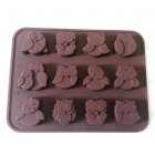 Silicone Mold DIY Cute 12 Holes Owl Shape Chocolate Candy Cake Mould Baking Tool 20*15.3*1.6cm