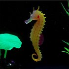 Simulate Silicone See Horse Landscape with Fluorescent & Luminous Effect Ornament for Aquarium Fish Tank Decoration  Orange