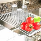 Sink Roll-Up Dish Drying Rack Multifunction Drain Rack for Tableware