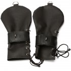 Slave Dog Hand Gloves Bondage Restraints Leather Lockable Mittens black