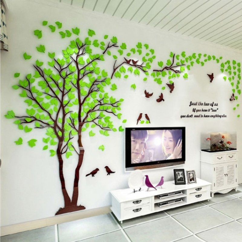 Small Lovers Tree 3D Wall Sticker Artistical Wall Stickers for Family Living Room Bedroom Wall Decoration Left version