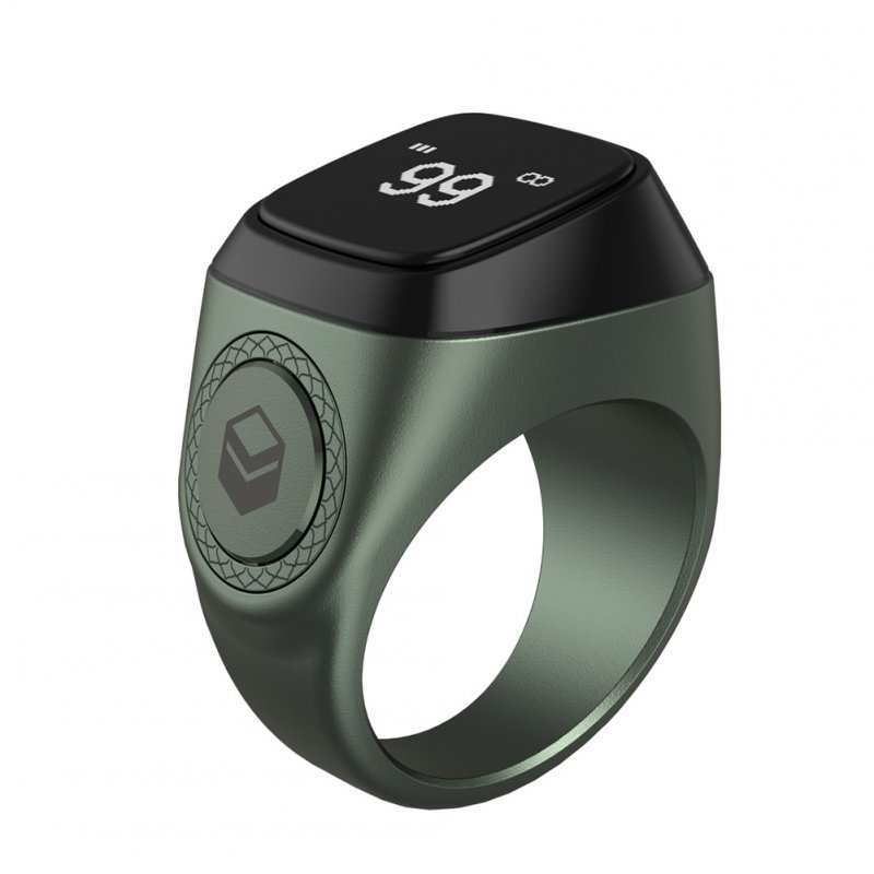 Smart Ring For Muslims Tally Tasbeeh Counter Metal 5 Prayer Time Reminder Bluetooth-compatible Ip68 Waterproof Rings green