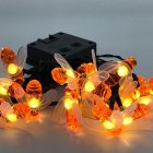 Solar-powered Light Sensor Bee String Lights with Warm Light Garden Flowerpot Home Party Decoration
