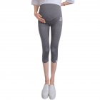 Solid Color Kitten Pattern Cropped Trousers for Pregnant Woman Support Abdomen Dark gray_L