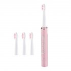 Sonic Electric Toothbrush Professional Wireless Usb Rechargeable Tooth Brushes 4 Replacement Brush Heads Pink