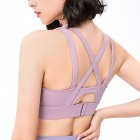 Sports Bra For Women Padded Support Criss Cross Strappy High Impact Quick drying Bras For Yoga Exercise Athletic Light purple S  42 5 47 5kg 