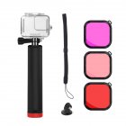 Sports Camera Waterproof Shell Protective Cover Underwater Photography Diving Stick Buoyancy Stick for GoPro Hero 8 Camera Accessories 1*case+3*filters+1*buoyancy stick