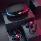 Sports Ipx5 Waterproof Wireless S730 Bluetooth-compatible  Earphones Digital Display Tws Noise Reduction Hanging Ear Headset black