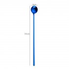Stainless Steel Stirring Spoon Dig Spoon with Long Handle for Bar Mug Coffee Cup Blue (24cm)