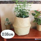 Straw Basket Seaweed Natural Color Middle Diameter 38cm Seagrass Flower Pot Household Supplies For Storage as shown