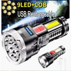 Strong Light Flashlight Rechargeable Led Side Light Multi-functional Portable Mini Lighting Torch For Outdoor Home black