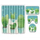 Succulent Plants Pattern Shower Curtain + Floor Mat +Toilet Seat Cover+ Foot Pad Set 180*180 shower curtain +45*75 three-piece floor mat set