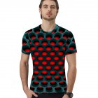 Summer 3D Honeycomb Digital Printing Loose Short Sleeve T-Shirt for Couples Honeycomb T_XXL