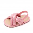 Summer Girls Sandals Anti-slip Soft Sole Breathable First Walkers Shoes Pu Leather Low Top Toddler Shoes Pink 3-6M sole length 11cm