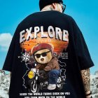 Summer Large Size Loose T-shirt For Men Half Sleeves Trendy Printing Round Neck Pullover Tops For Couple G107 Black 7XL