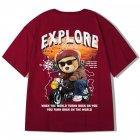 Summer Large Size Loose T-shirt For Men Half Sleeves Trendy Printing Round Neck Pullover Tops For Couple G107 Red M